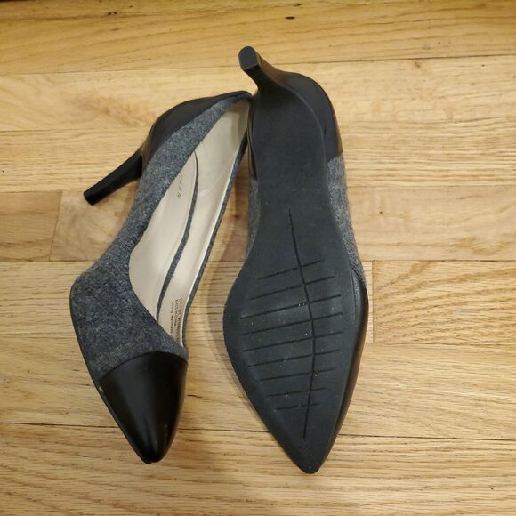 Cole Haan Grey And Black Wool And Leather Pumps Heels Size 6 - Picture 8 of 8